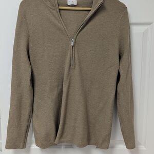 Men's Tan Sweater with Half-Zip